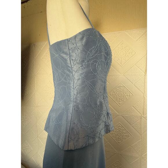 CACHET Formal Dress Size 6 light blue speghetti straps beads on top Lined - Picture 10 of 14